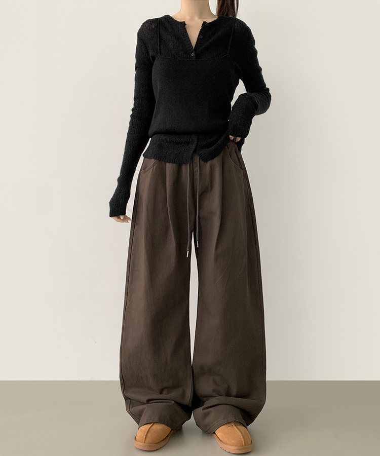 [레이어드/#느좋set]느좋 쫌쫌 짜임 그물 나시 뷔스티에 긴팔 가디건 세트 니트 블랙