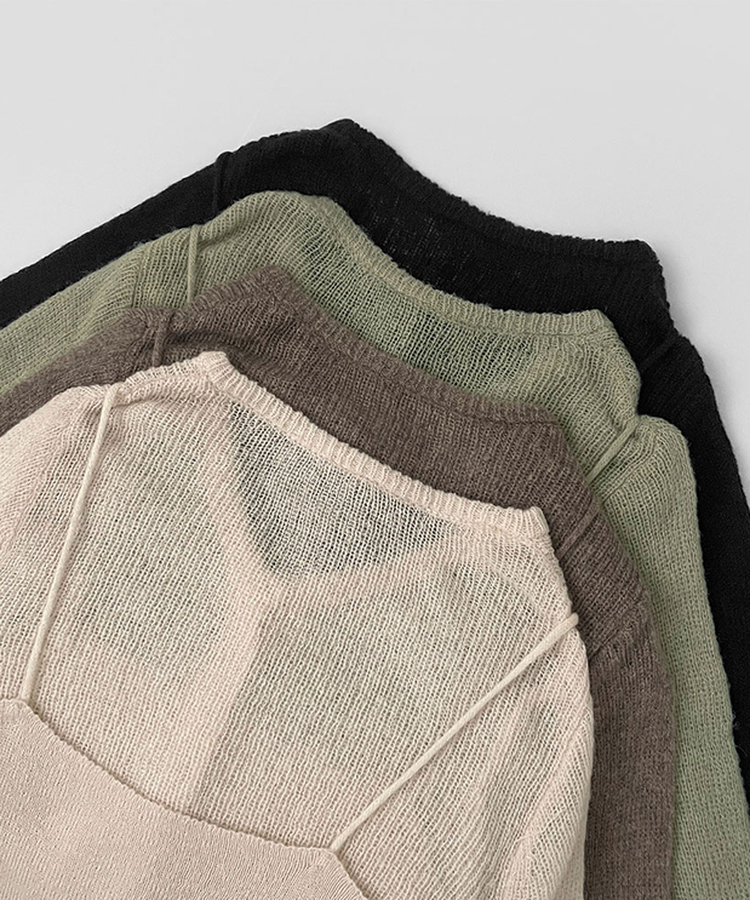 [레이어드/#느좋set]느좋 쫌쫌 짜임 그물 나시 뷔스티에 긴팔 가디건 세트 니트