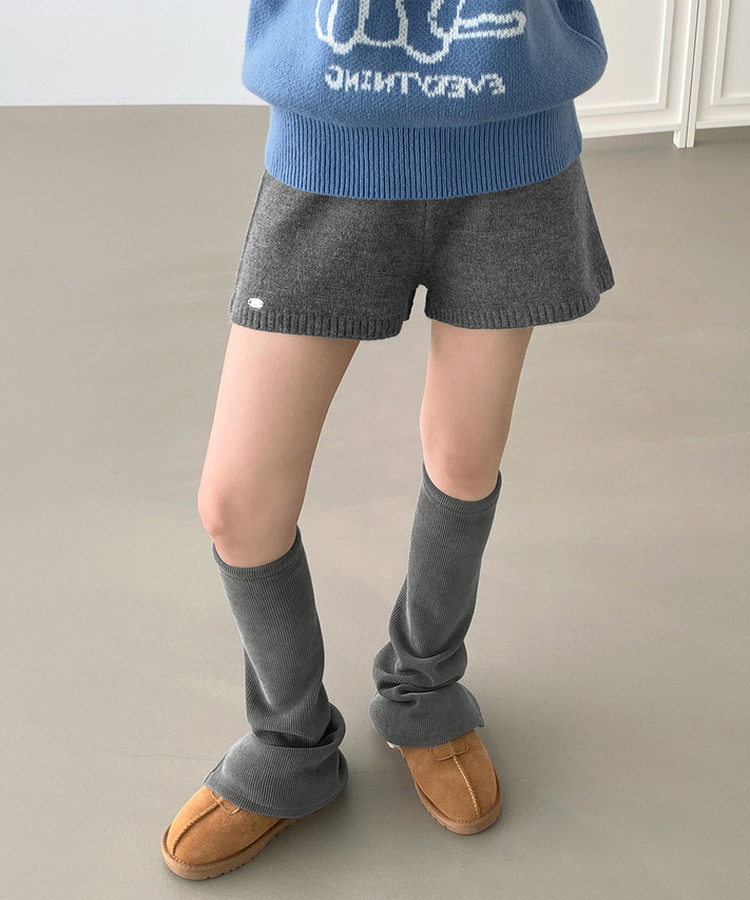 ~XL[울반바지/진짜예뻐요]밴딩 펜던트 울 혼방 도톰 니트 가을 반바지 그레이