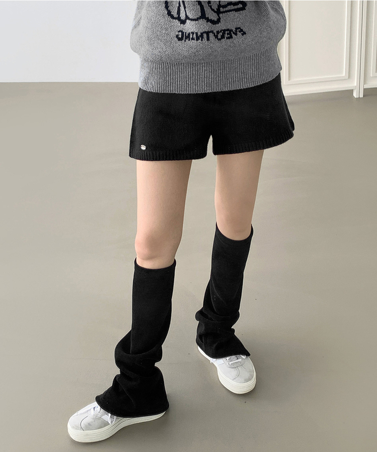 ~XL[울반바지/진짜예뻐요]밴딩 펜던트 울 혼방 도톰 니트 가을 반바지 블랙