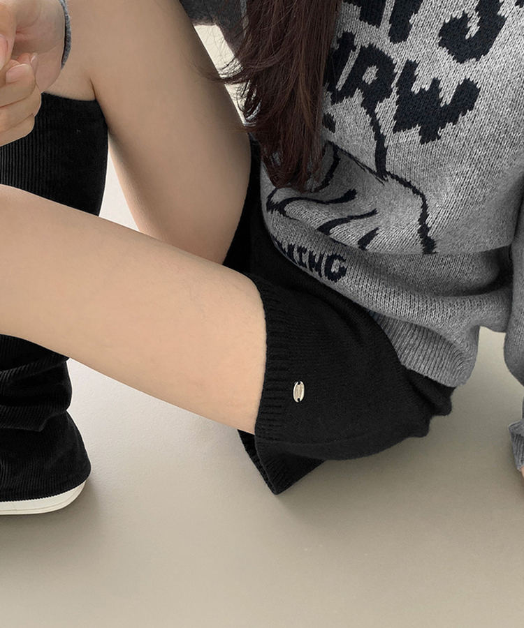 ~XL[울반바지/진짜예뻐요]밴딩 펜던트 울 혼방 도톰 니트 가을 반바지 블랙