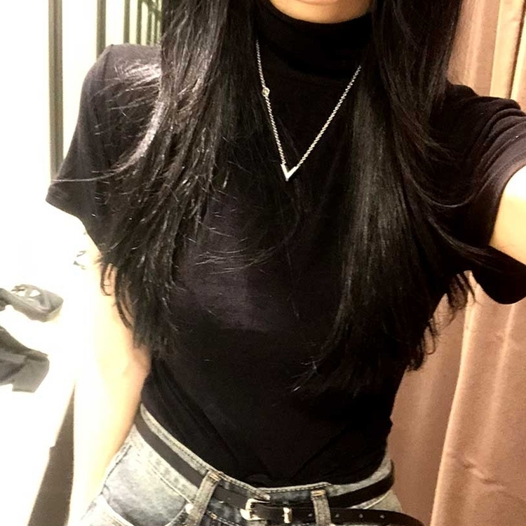 ハイネック半袖Tシャツ BLACK