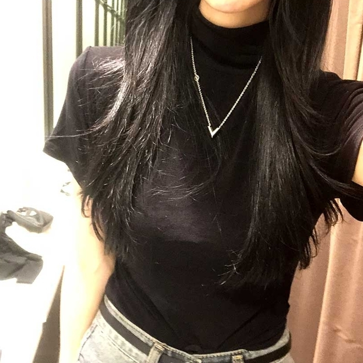 ハイネック半袖Tシャツ BLACK