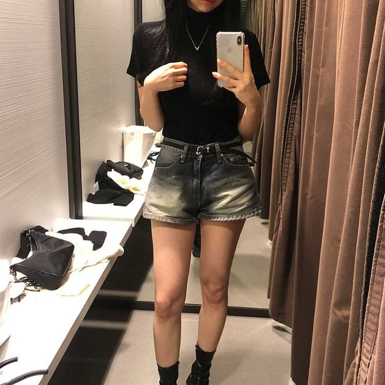 ハイネック半袖Tシャツ BLACK
