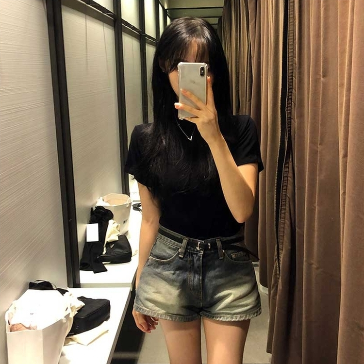 ハイネック半袖Tシャツ BLACK