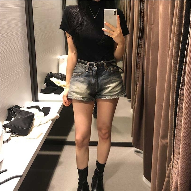 ハイネック半袖Tシャツ BLACK