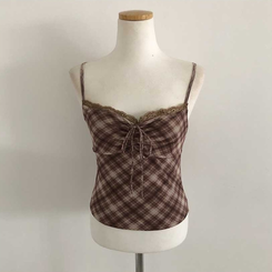 【キャミSET】チェッククロップカーディガン