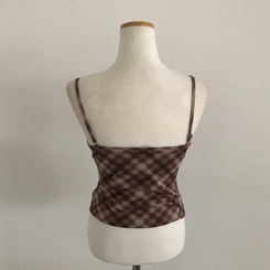 【キャミSET】チェッククロップカーディガン