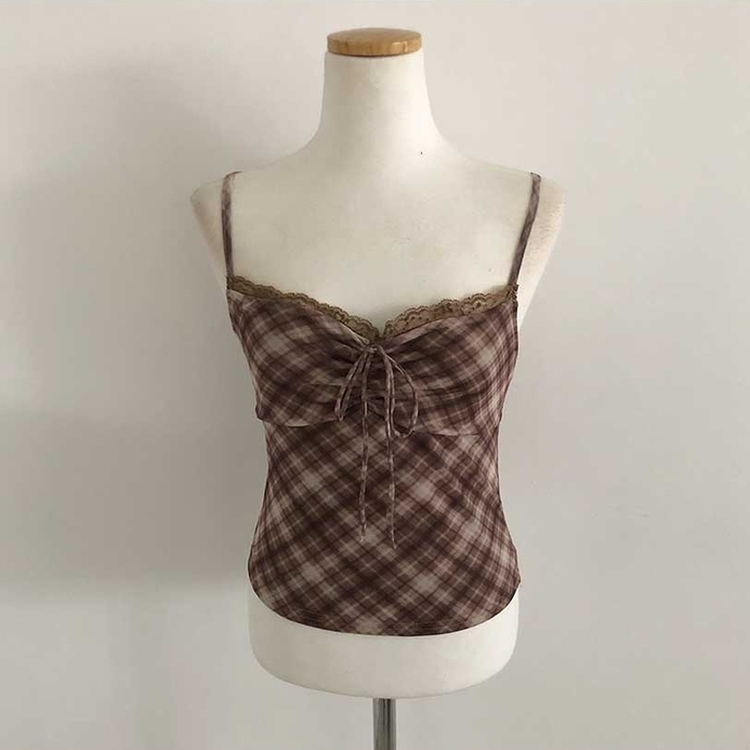 【キャミSET】チェッククロップカーディガン