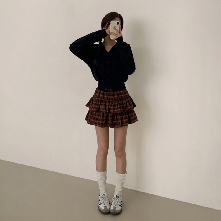 チェックフリルティアードスカート｜ミニスカート｜韓国
