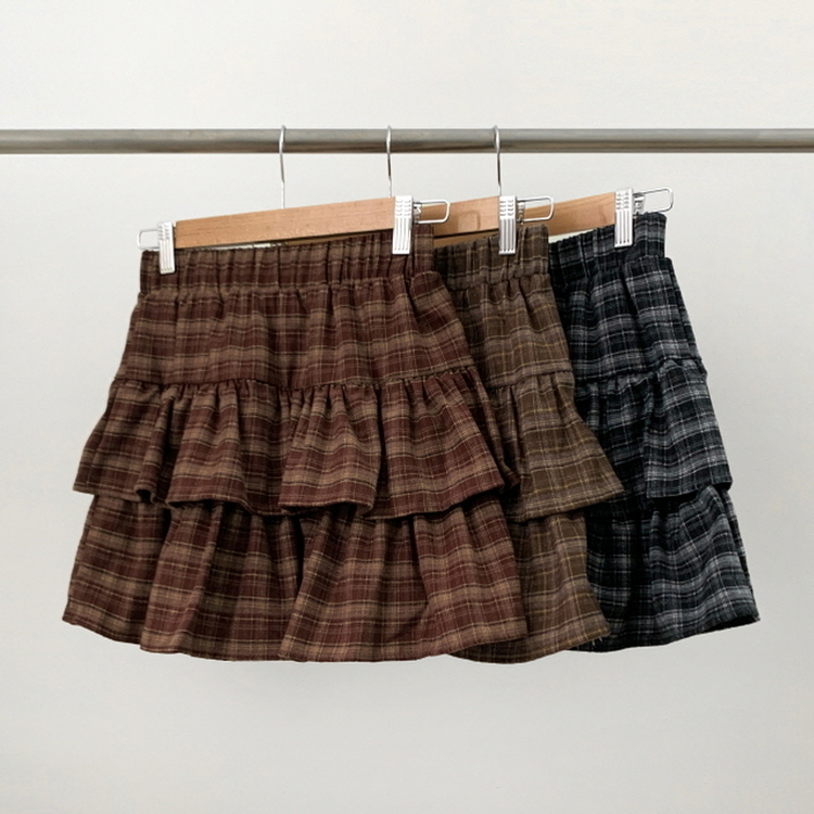 チェックフリルティアードスカート｜ミニスカート｜韓国