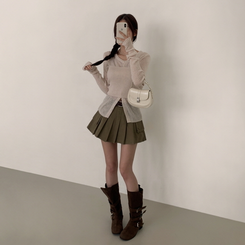 【SET】クロップビスチェ ニットカーディガン BEIGE