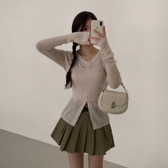 【SET】クロップビスチェ ニットカーディガン BEIGE