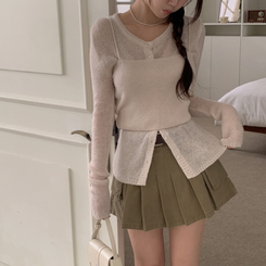 【SET】クロップビスチェ ニットカーディガン BEIGE