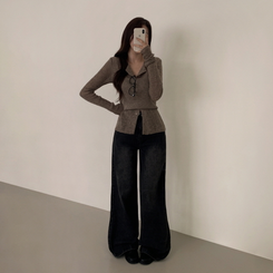 【SET】クロップビスチェ ニットカーディガン MOCHA