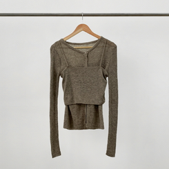 【SET】クロップビスチェ ニットカーディガン