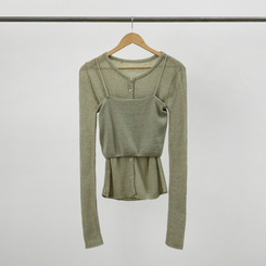 【SET】クロップビスチェ ニットカーディガン