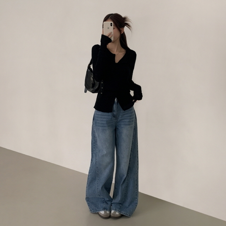 【SET】クロップビスチェ ニットカーディガン BLACK