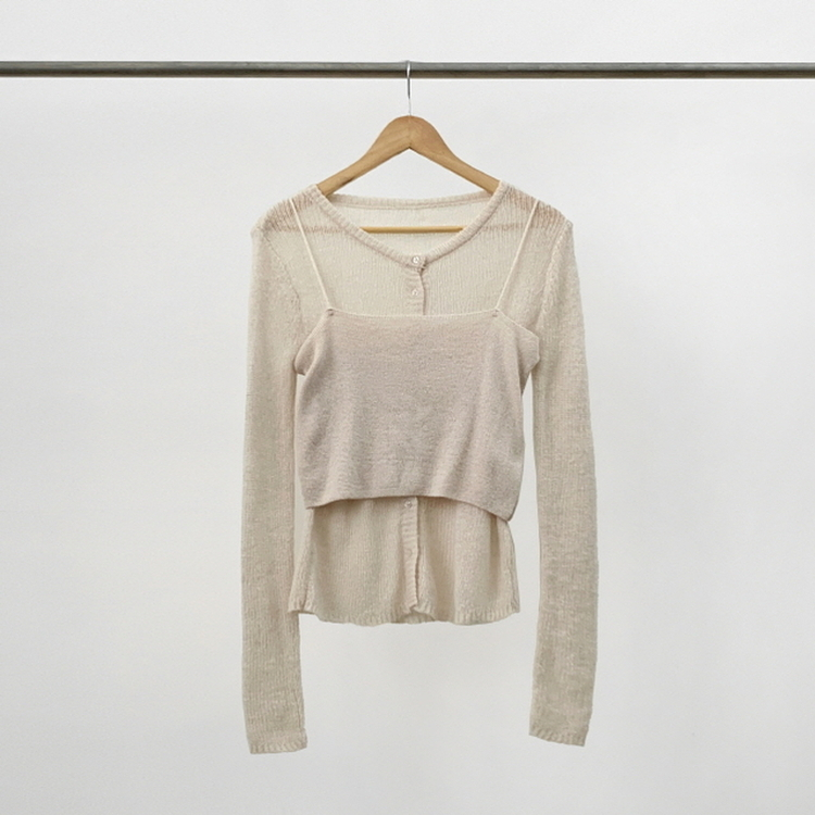 【SET】クロップビスチェ ニットカーディガン
