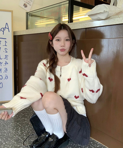 ラブリーハートジップアップニット IVORY