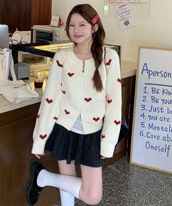 ラブリーハートジップアップニット IVORY