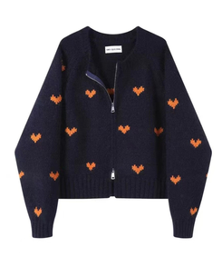 ラブリーハートジップアップニット