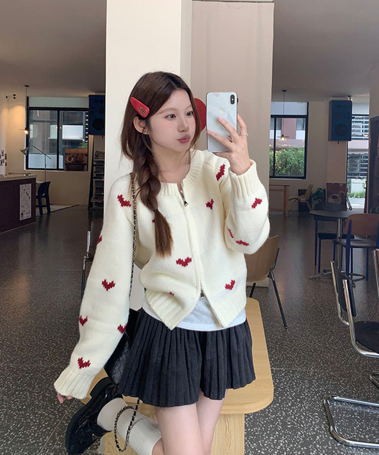 ラブリーハートジップアップニット IVORY