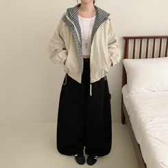 オーバーフィットチェックウィンドブレーカー BEIGE