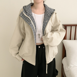 オーバーフィットチェックウィンドブレーカー BEIGE