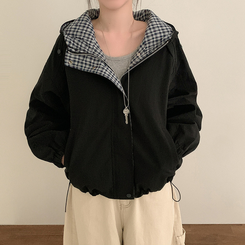 オーバーフィットチェックウィンドブレーカー BLACK