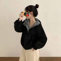 オーバーフィットチェックウィンドブレーカー BLACK