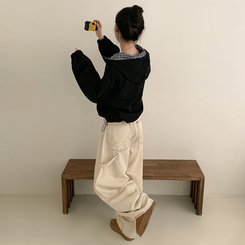 オーバーフィットチェックウィンドブレーカー BLACK