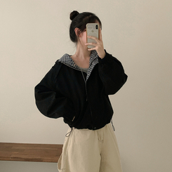 オーバーフィットチェックウィンドブレーカー BLACK