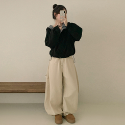 オーバーフィットチェックウィンドブレーカー BLACK