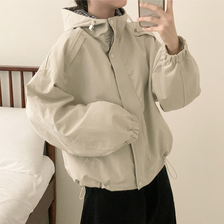 オーバーフィットチェックウィンドブレーカー BEIGE