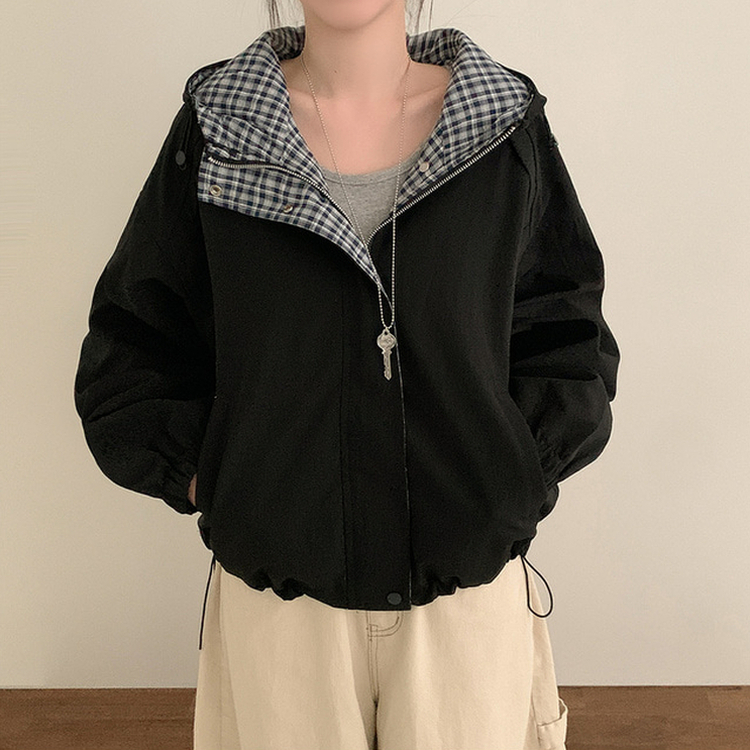 オーバーフィットチェックウィンドブレーカー BLACK