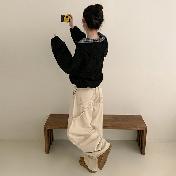 オーバーフィットチェックウィンドブレーカー BLACK