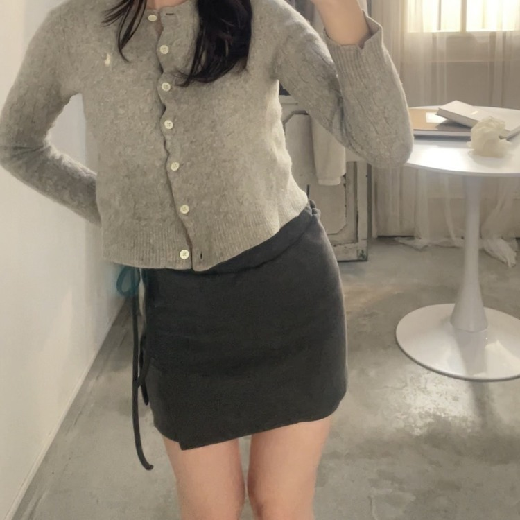 데일리 니트 치마바지 차콜