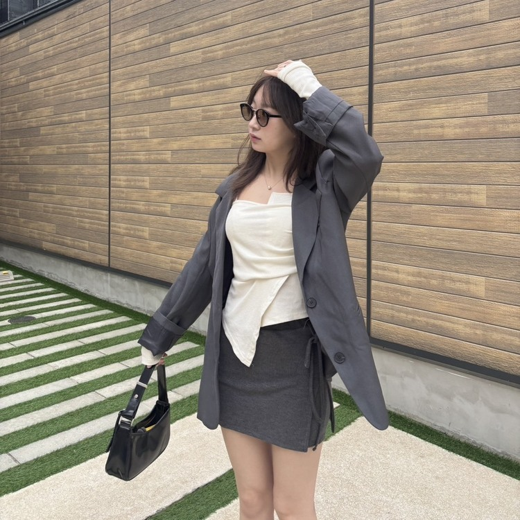 데일리 니트 치마바지 차콜