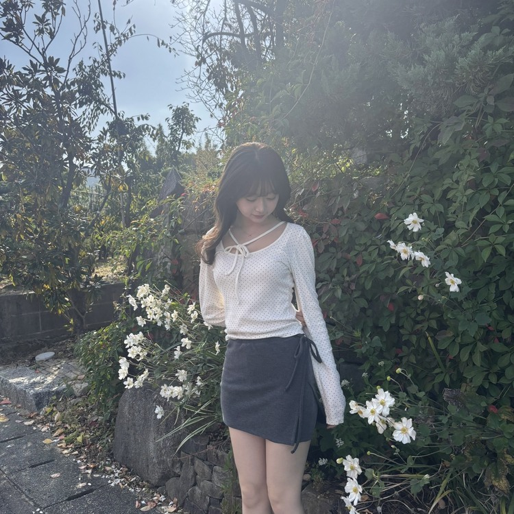 데일리 니트 치마바지 차콜