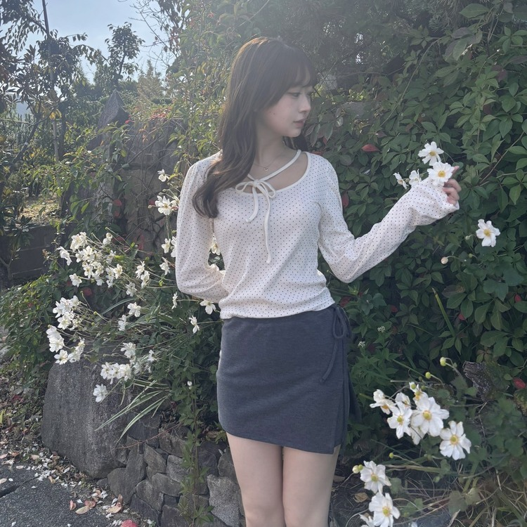 데일리 니트 치마바지 차콜