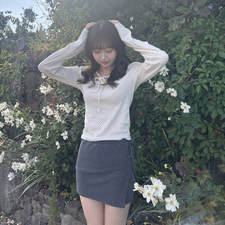 데일리 니트 치마바지 차콜