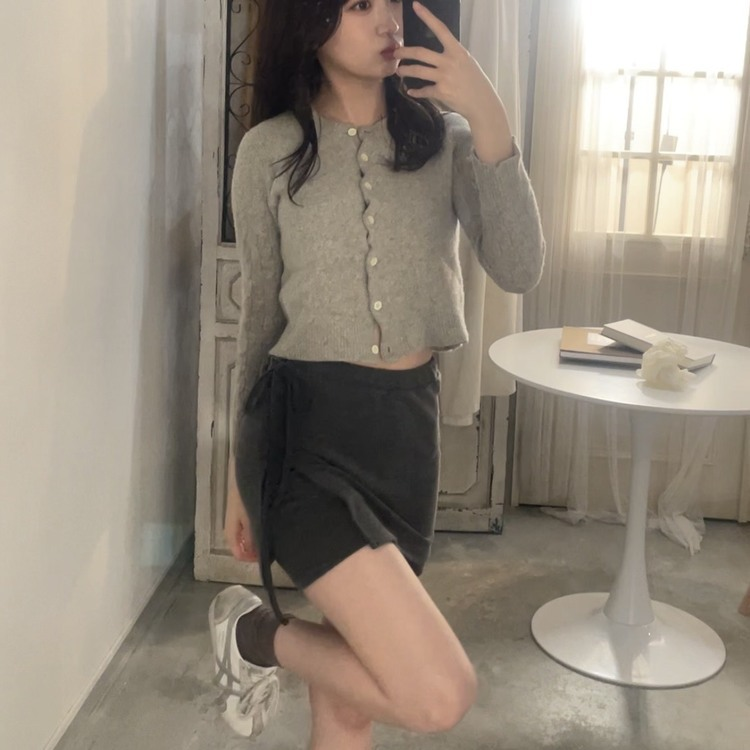 데일리 니트 치마바지 차콜