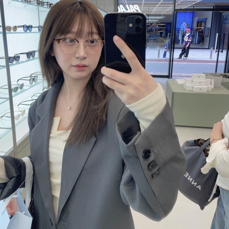 클래식 오버핏 자켓 차콜