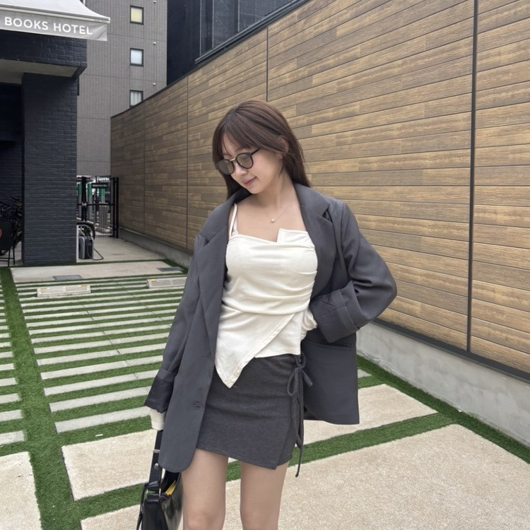 클래식 오버핏 자켓 차콜