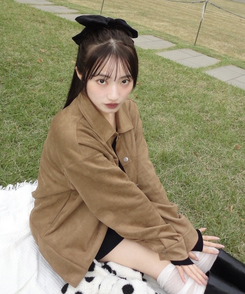 ベルベットビッグリボンピン BLACK