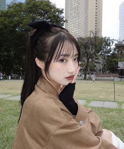 ベルベットビッグリボンピン BLACK