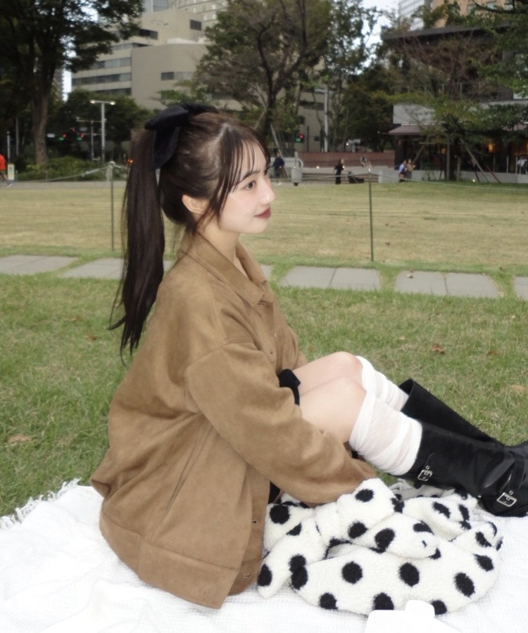 ベルベットビッグリボンピン BLACK