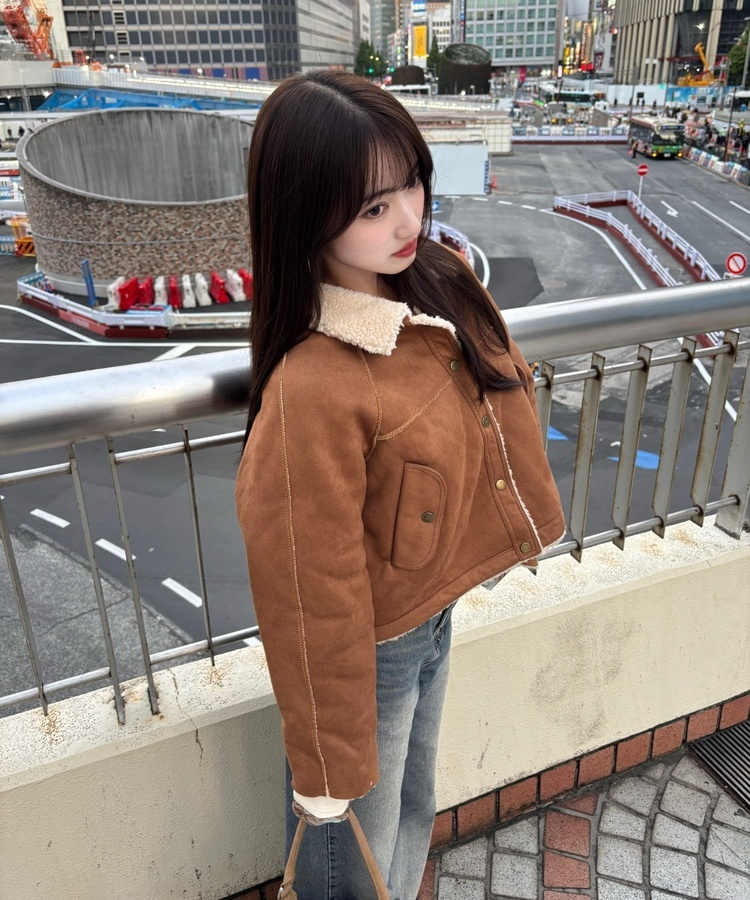 クロップボアジャケット CAMEL