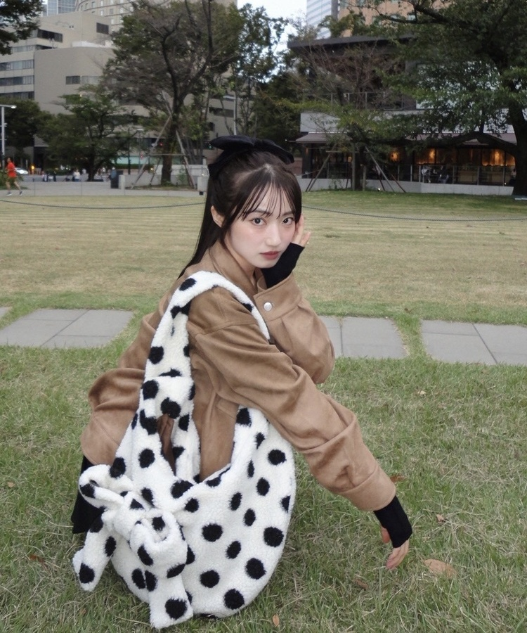 リボンドットボアバッグ IVORY